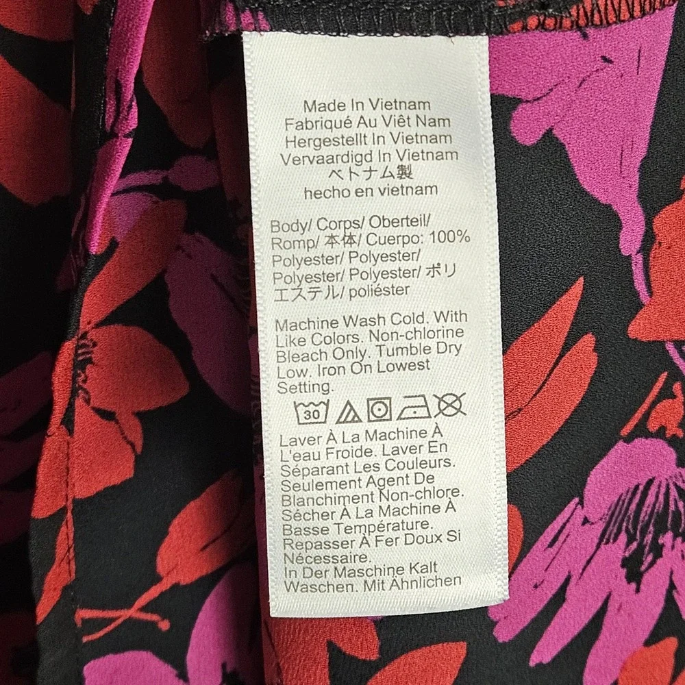 J.Crew Factory Floral Blouse Size M Printed Button-Neck Top Ruffle Sleeves BD266